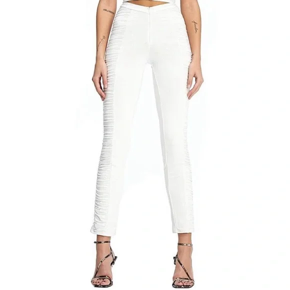 I.AM.GIA Estella White Ruched Bodycon Stretch Legging Pant Size Small up to 27" - Picture 1 of 5